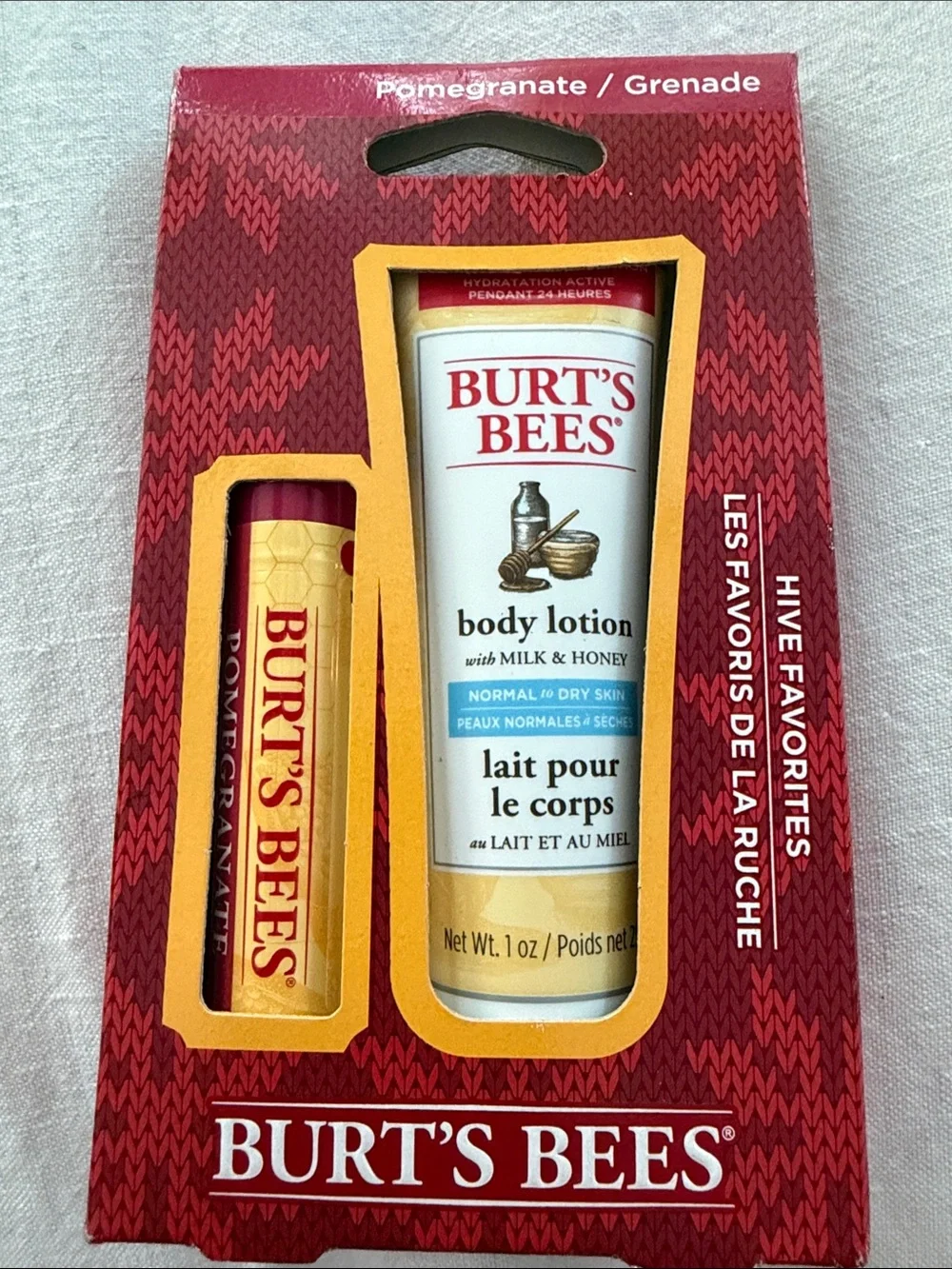 Burt's Bees Pomegranate Body Lotion & Lip Balm Set - Red